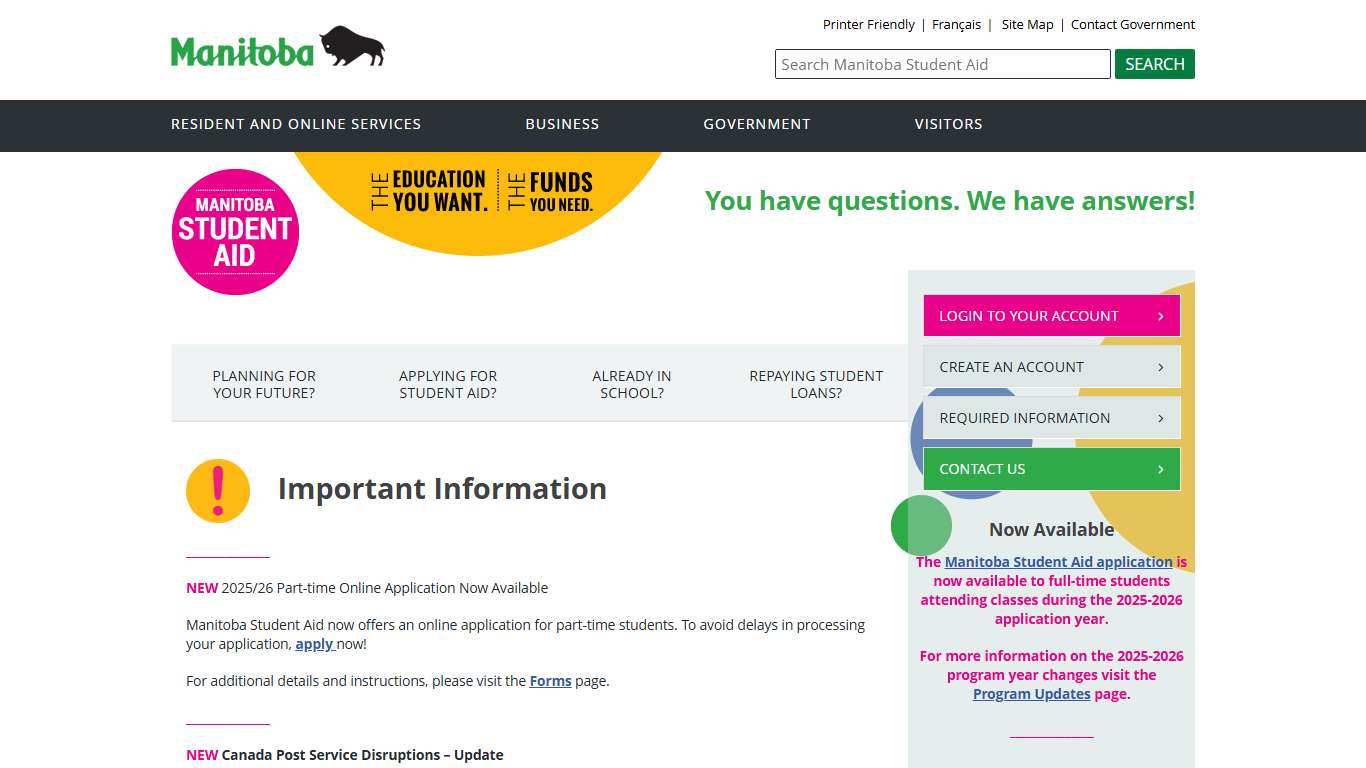 Manitoba Student Aid | Province of Manitoba